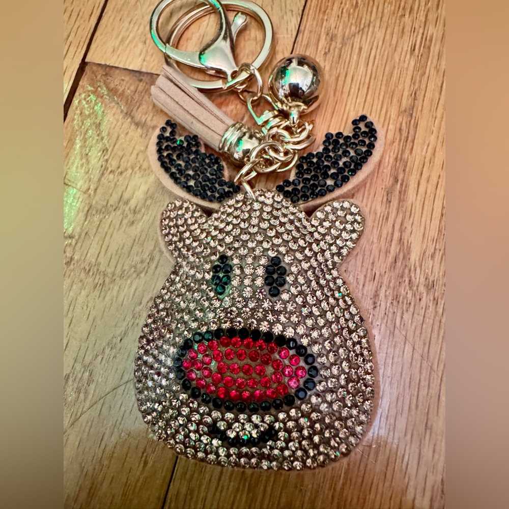 Rhinestone Reindeer Keychain/Bag Charm NEW in package